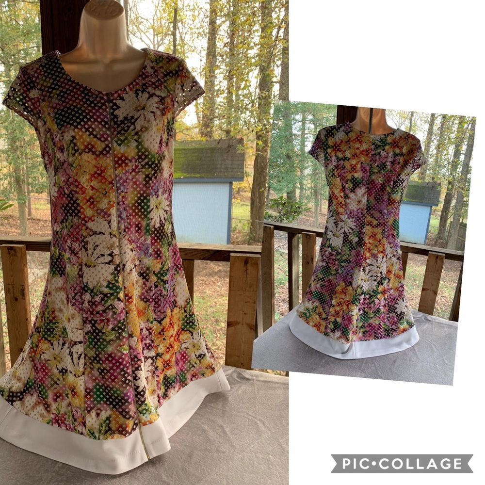 Beige by eci Floral Square Cut Out Dress {Sz 6}